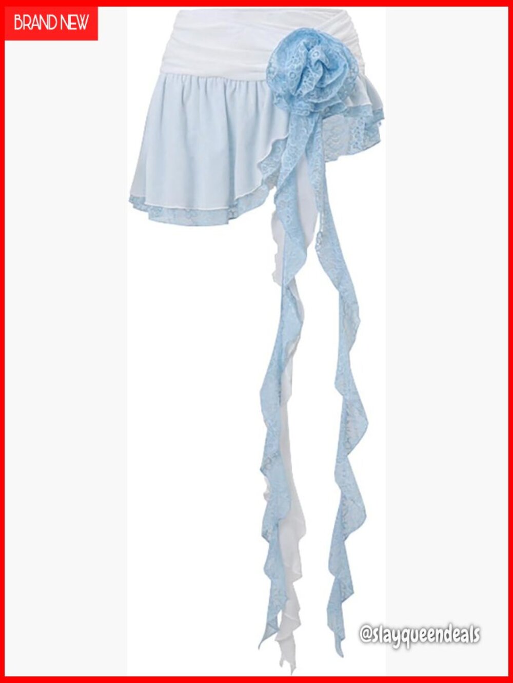 Tulle Pleated Mini Skirt Low Waist Asymmetrical Ruffle Dance Rave Y2K